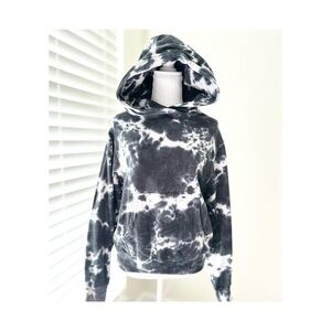 Brunette The Label Gray and White Tie-Dye Hoodie